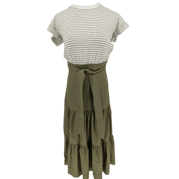 Veronica Beard Trail Mixed Media Dress Fern Green XS Cottage Quiet Luxury Preppy - Picture 2 of 12